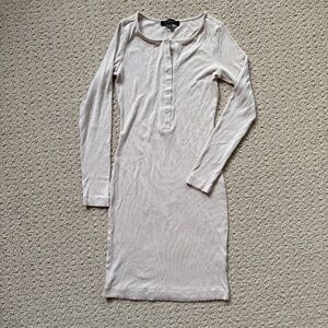 Dynamite ribbed cream button up sweater dress